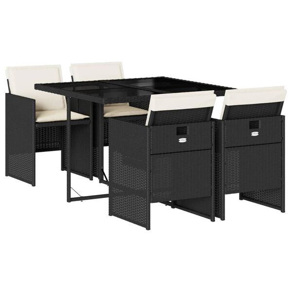 vidaXL 5 Hluta Gar&eth;bor&eth;stofusett me&eth; Sessum Svart P&oacute;l&yacute;rattan