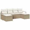 vidaXL S&oacute;fasett me&eth; p&uacute;&eth;i me&eth; geymslu 6 pcs Beige og krem p&oacute;l&yacute;rattan
