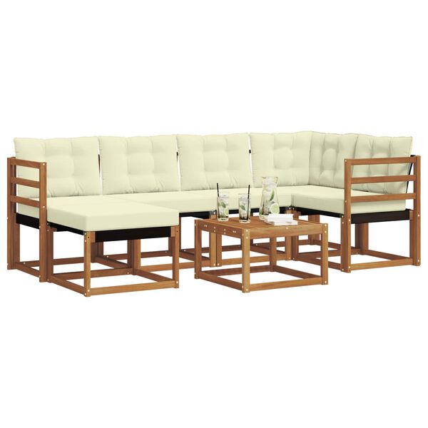 vidaXL &Uacute;ti s&oacute;fasett me&eth; p&uacute;&eth;i 7 pcs N&aacute;tt&uacute;rulegt og Krem