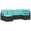 vidaXL S&oacute;fasett me&eth; p&uacute;&eth;i me&eth; geymslu 6 pcs Svart og T&uacute;rk&iacute;s p&oacute;l&yacute;rattan