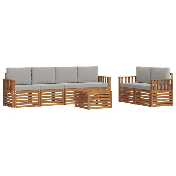 vidaXL S&oacute;fasett 7 pcs N&aacute;tt&uacute;rulegt og Lj&oacute;st Gr&aacute;tt Hrein akas&iacute;utr&eacute;