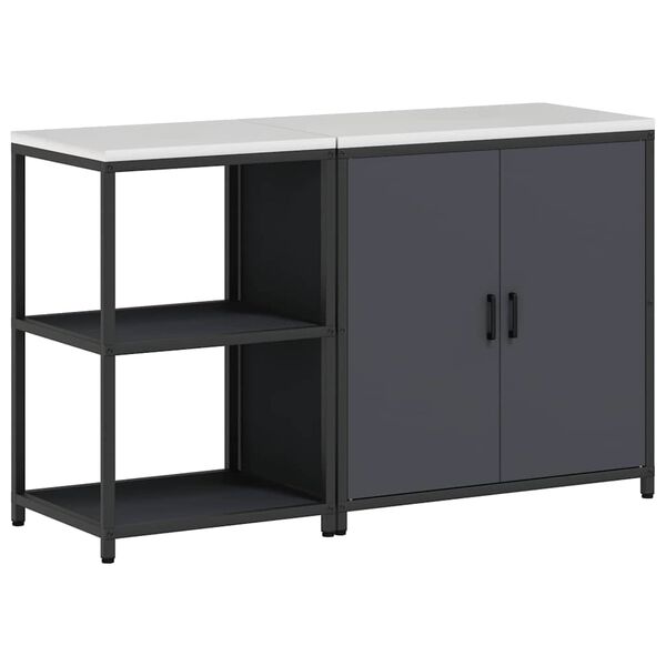 vidaXL Eldh&uacute;s geymslu sett me&eth; hillu 2 pcs Antras&iacute;t Kalt ofi&eth; st&aacute;l