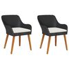 vidaXL Gar&eth;st&oacute;ll me&eth; p&uacute;&eth;i 2 pcs Svartur 62.5 x 55 x 82 cm p&oacute;l&yacute;rattan