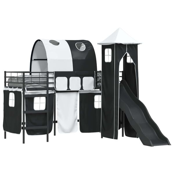 vidaXL Leiksk&aacute;la r&uacute;m fl&ouml;gu Svartur 90 x 190 cm M&aacute;lmur