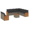 vidaXL 10 Hluta Gar&eth;s&oacute;fasett me&eth; Sessum Gr&aacute;tt P&oacute;l&yacute;rattan