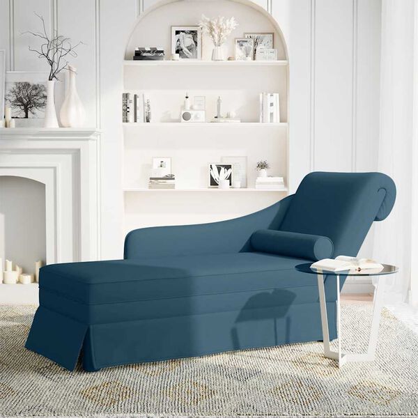 vidaXL Chaise Lounge me&eth; bolster og h&aelig;gri armp&uacute;&eth;a Blue Velvet