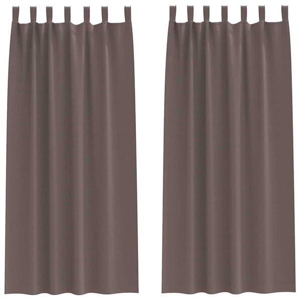 vidaXL Svartgard&iacute;nur me&eth; hringjum 2 pcs D&ouml;kk br&uacute;nt 260 x 140 cm