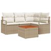 vidaXL Gar&eth;s&oacute;fa sett me&eth; geymslu 5 pcs Beige og krem p&oacute;l&yacute;rattan