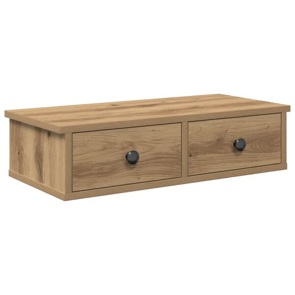 vidaXL vegghilla með skúffum Artisian Oak 60x28x15 cm Engineered Wood