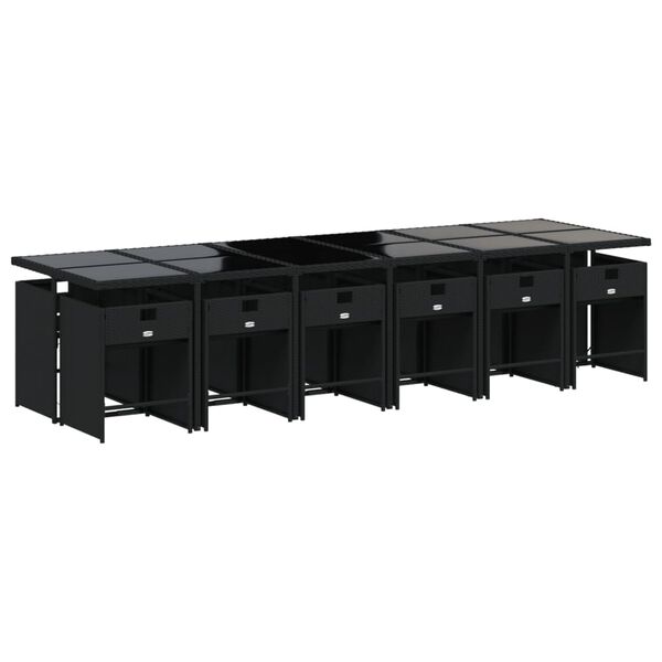 vidaXL 13 Parta Gar&eth;s&oacute;fasett me&eth; Sessum Svart P&oacute;l&yacute;rattan