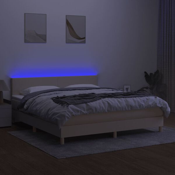 vidaXL H&oacute;lfa&eth; Springr&uacute;m me&eth; D&yacute;nu&LED kremi 180x200cm Tauefni