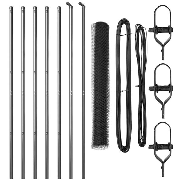 vidaXL Gir&eth;ingarp&oacute;stur Gr&aacute;r 10 x 1 m (25 mm net) St&aacute;l og PVC