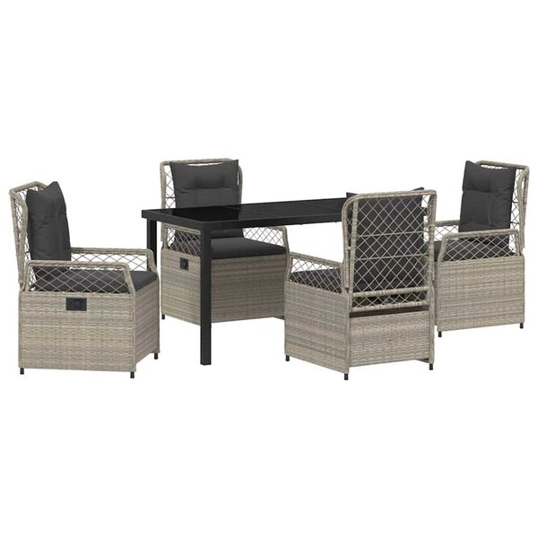 vidaXL Gar&eth;ur bor&eth;sett 5 pcs Lj&oacute;sgr&aacute;r p&oacute;l&yacute;rattan