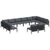 vidaXL Gar&eth;s&oacute;fa sett me&eth; p&uacute;&eth;i 12 pcs Svartur St&aacute;l
