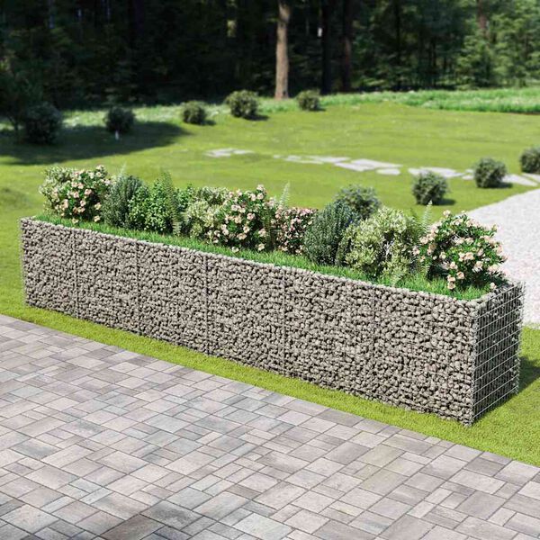 vidaXL Gabion Grj&oacute;tkassi Upph&aelig;kka&eth; Bl&oacute;maker S&iacute;nkh&uacute;&eth;a&eth; st&aacute;l540x90x100cm
