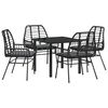 vidaXL Gar&eth;ur bor&eth;sett 5 pcs Svartur p&oacute;l&yacute;rattan