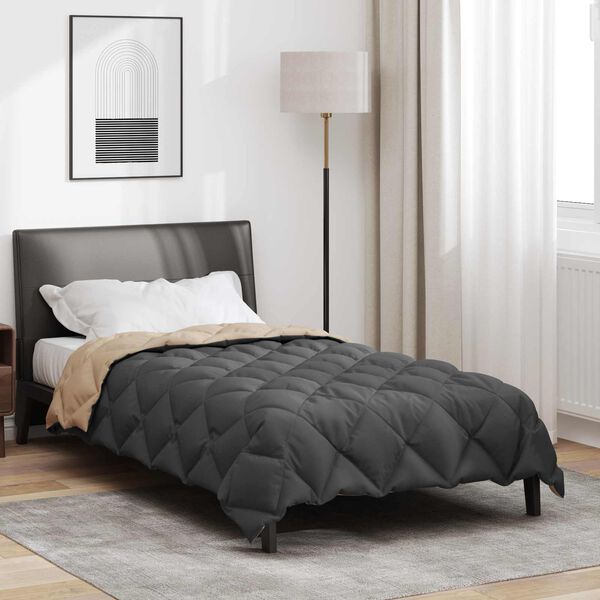 vidaXL Vetrar s&aelig;ng Antrac&iacute;t og Taupe 220 x 155 cm M&iacute;kr&oacute;f&iacute;ber