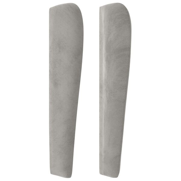 vidaXL Höfðagafl með Eyrum 183x23x118/128 cm Ljósgrátt Flauel