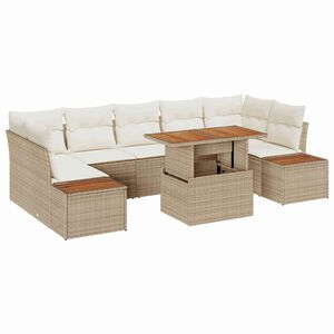vidaXL Gar&eth;ur bor&eth;sett me&eth; p&uacute;&eth;i 8 pcs Beige og krem