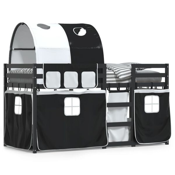 vidaXL Koja &aacute;n D&yacute;nu Hv&iacute;t og Sv&ouml;rt 90x200 cm Gegnheil Fura