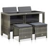 vidaXL &Uacute;tibor&eth;stofusett 5 stk. me&eth; P&uacute;&eth;um P&oacute;l&yacute;rattan Gr&aacute;tt