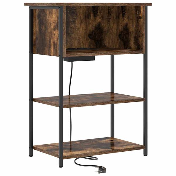 vidaXL Noat&ouml;flu sk&aacute;pur Rau&eth;-eik 55 x 31 x 76 cm Samsettur vi&eth;ur