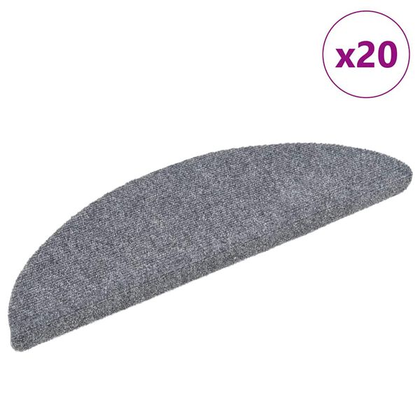 vidaXL Stigamottur sj&aacute;lfl&iacute;mandi 20 stk. 56x17x3 cm lj&oacute;sgr&aacute;r h&aacute;lfhringlaga