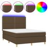 vidaXL H&oacute;lfa&eth; Springr&uacute;m me&eth; D&yacute;nu&LED D&ouml;kkbr&uacute;nn 140x190cm Tauefni