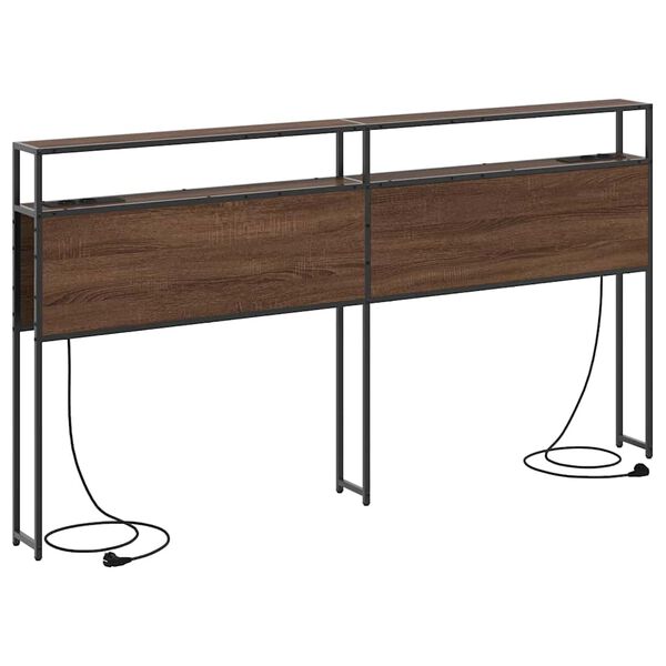 vidaXL Geymslu h&ouml;f&eth;ah&ouml;gg me&eth; hillu br&uacute;n eik 180 cm Samsettur vi&eth;ur