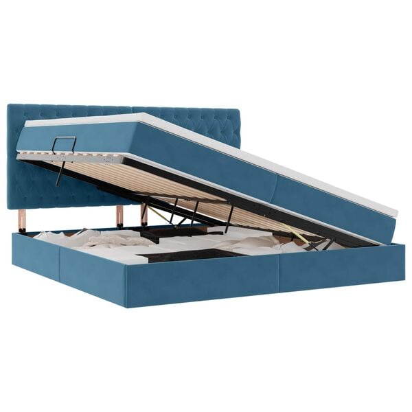 vidaXL R&uacute;m me&eth; geymslur&yacute;mi og d&yacute;nu D&ouml;kkbl&aacute;r 200 x 200 cm Flauel