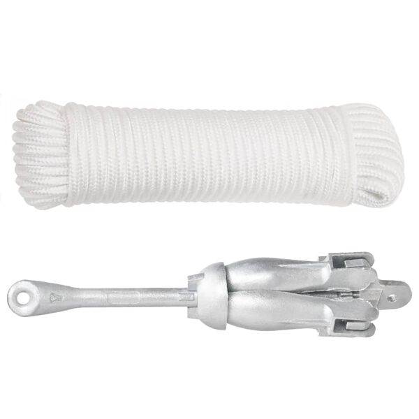 vidaXL Akkeri með Reipi Silfurlitað 8 kg Heitgalvaniseruðu Steypujárni