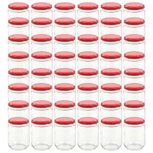 vidaXL Glersultukrukkur með Rauðu Loki 48 stk 230 ml