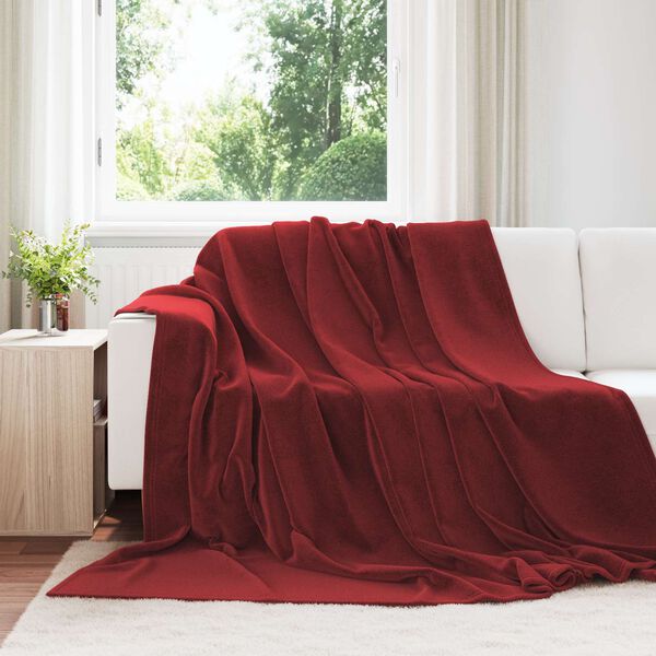 vidaXL Kast teppi Bordeaux Rau&eth;ur 220 x 240 cm Fl&iacute;s
