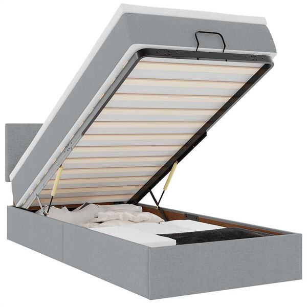 vidaXL Ottoman r&uacute;m me&eth; d&yacute;nu & LED lj&oacute;sgr&aacute;um 80x200cm Efni