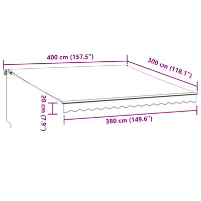 vidaXL Útdraganleg Markísa Vínrauð 400x300 cm