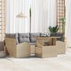 vidaXL Gar&eth;s&oacute;fa sett me&eth; p&uacute;&eth;i me&eth; kodda 7 pcs Drapplita&eth;ur Poly Rattan