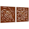 vidaXL Gar&eth;veggskreytingar 2 stk. 55x55 cm Corten-st&aacute;l R&oacute;sah&ouml;nnun