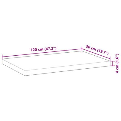 vidaXL Borðplata á Baðherbergi 120x50x4 cm Gegnheill Akasíuviður