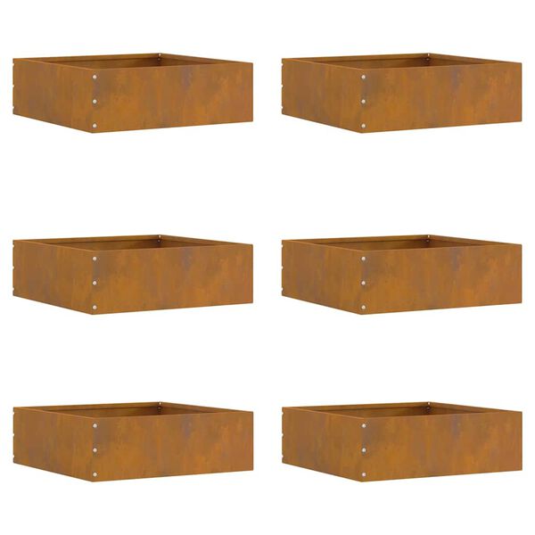 vidaXL Gar&eth;ja&eth;ar 6 pcs Rusty 40 x 40 x 13 cm Ve&eth;ra&eth; st&aacute;l