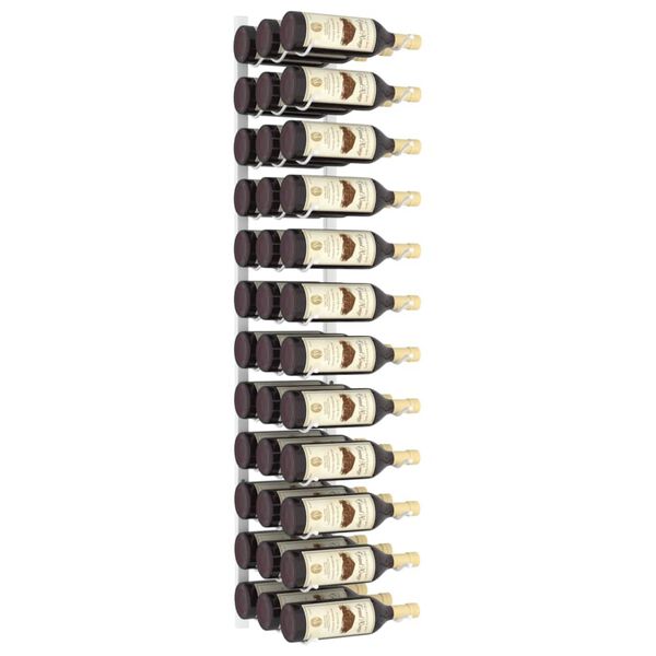 vidaXL Vegghengdur V&iacute;nrekki fyrir 36 Fl&ouml;skur Hv&iacute;tt J&aacute;rn