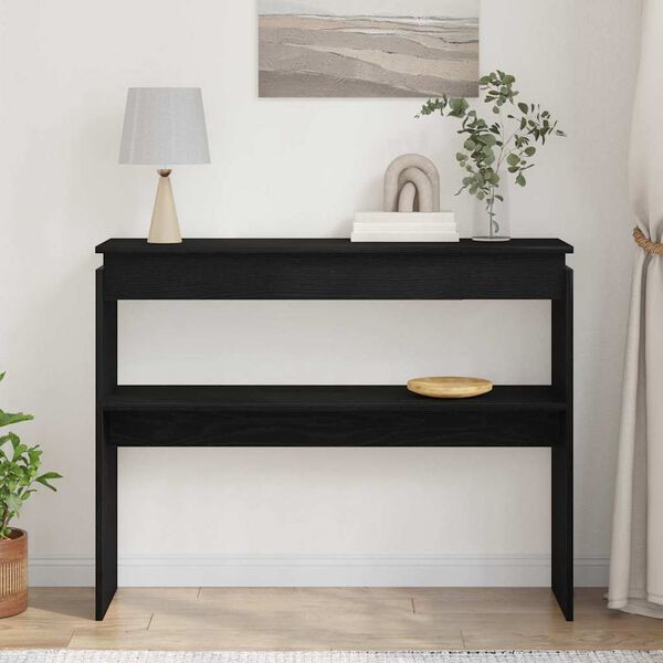 vidaXL Veggbor&eth; Svartur Eik 80 x 30 x 102 cm Samsettur vi&eth;ur