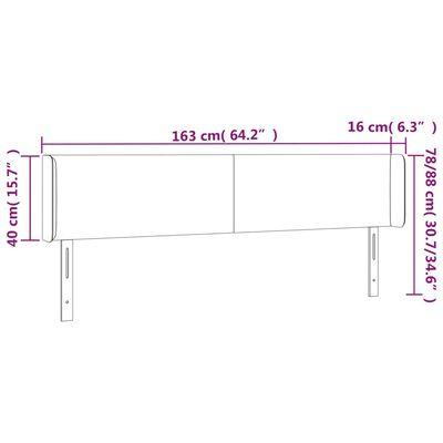 vidaXL LED Höfðagafl 163x16x78/88 cm Hvítt Leðurlíki