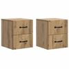 vidaXL Vegghengdur n&aelig;turbor&eth;sk&aacute;pur 2 pcs Handverkseik Samsettur vi&eth;ur