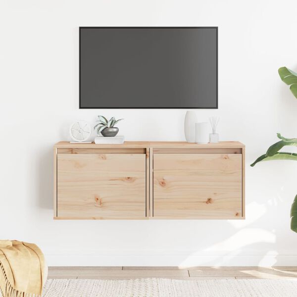 vidaXL Veggskápar 2 stk. 45x30x35 cm Gegnheil Fura