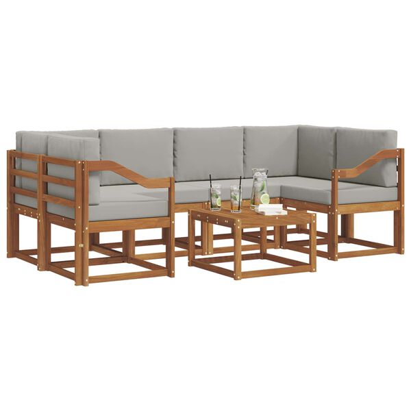 vidaXL &Uacute;ti s&oacute;fasett me&eth; p&uacute;&eth;i 7 pcs N&aacute;tt&uacute;rulegt og Lj&oacute;st Gr&aacute;tt