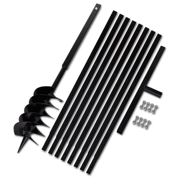 vidaXL Jarðbor með Handfangi 150 mm og Framlengingarröri 9 m Stál