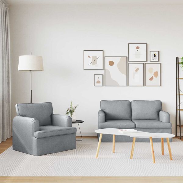 vidaXL S&oacute;fasett 2 pcs Lj&oacute;sgr&aacute;r 144 x 80 x 85 cm d&uacute;kur