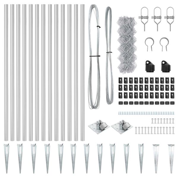 vidaXL Gir&eth;ingarp&oacute;stur Silfur 25 x 0,6 m (60 x 60 mm net) St&aacute;l