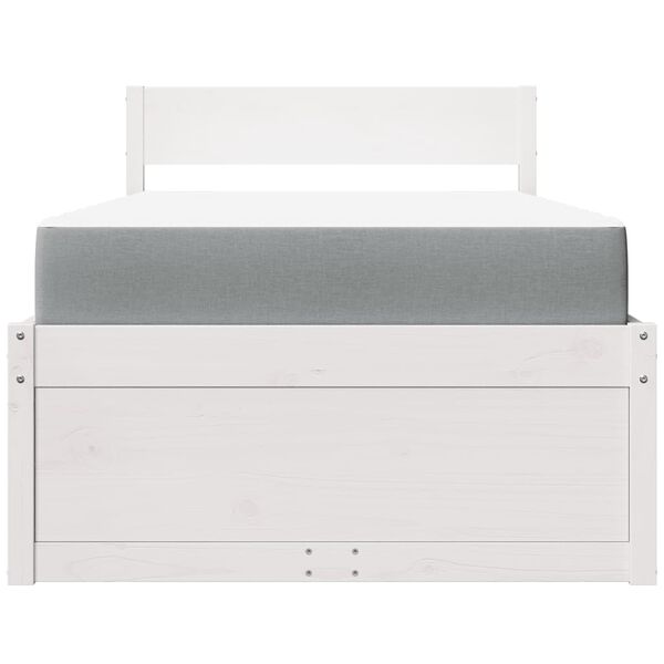 vidaXL R&uacute;m me&eth; sk&uacute;ffum og d&yacute;nu Hv&iacute;tt 90x190 cm Solid Wood Furu