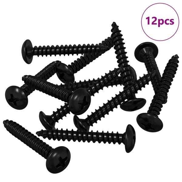 vidaXL Tappi Nail 12 pcs Svartur M4 x 28 mm St&aacute;l